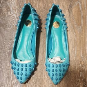 Turqoise Skull Studs Flats